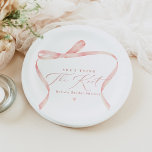 BELLA Blush Bow She's Tying the Knot Bridal Shower Paper Plate<br><div class="desc">The Bella Collection features watercolor blush pink coquette ribbon bows and an elegant calligraphy script font. This collection is delicate and feminine,  perfect for your 'tying the knot' themed event.</div>