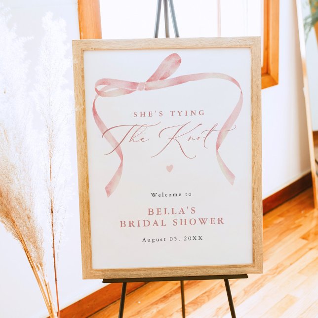 BELLA Blush Bow She's Tying the Knot Bridal Shower Poster (Creator Uploaded)