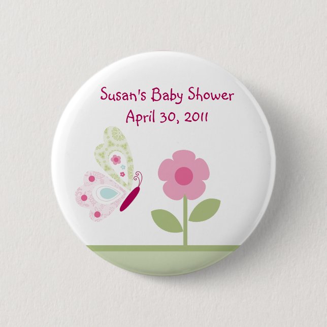 Bella Butterfly Flower Button/Pins 2 Inch Round Button (Front)