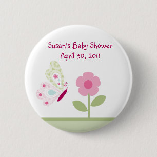 Bella Butterfly Flower Button/Pins 2 Inch Round Button