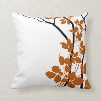 Bella Cherry Blossoms | cinnamon rust white black Throw Pillow
