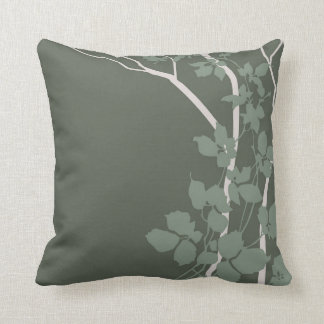 Bella Cherry Blossoms | grey dark sage jade mist Throw Pillow