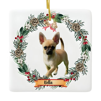 Bella Chihuahua Dog Photo Personalized Ceramic  Ceramic Ornament
