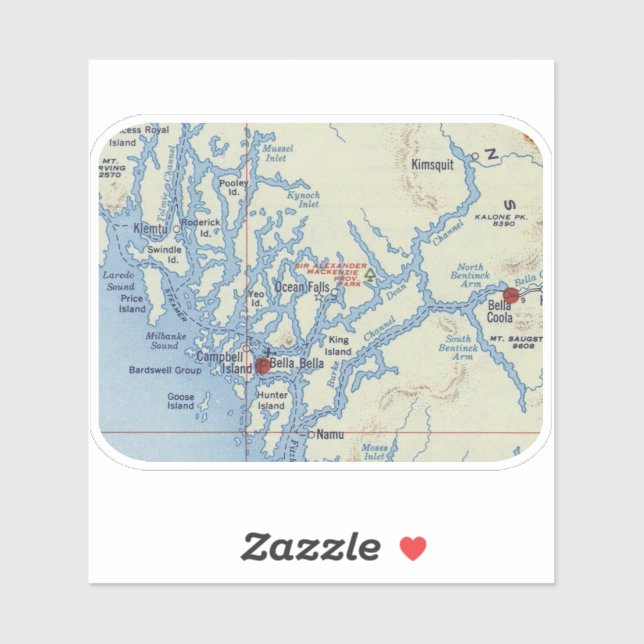 Bella Coola BC Vintage Map (Sheet)