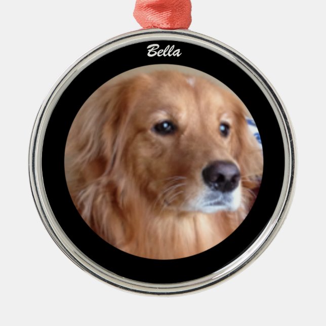 Bella Golden Retriever Round Ornament, Custom Metal Ornament (Front)