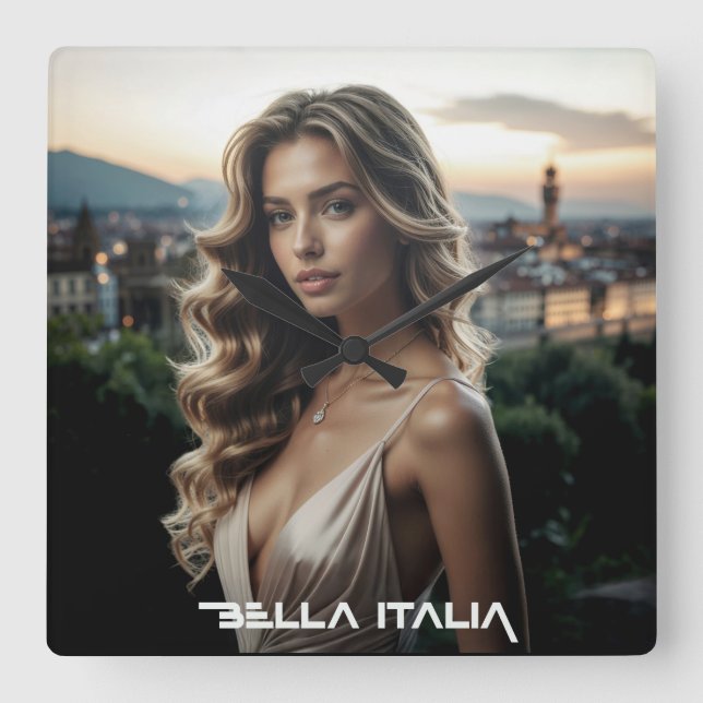 BELLA ITALIA - LOVE FROM ITALY SQUARE WALL CLOCK (Front)
