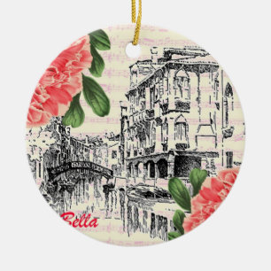 Bella Italy Peony Ceramic Ornament