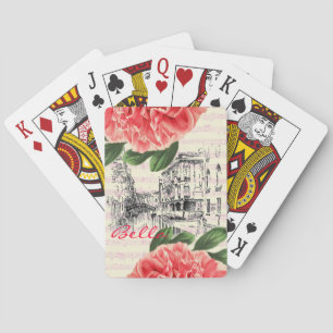 Bella Italy peony Playing Cards