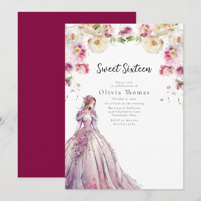 BELLA - Sweet Sixteen Invitation (Front/Back)