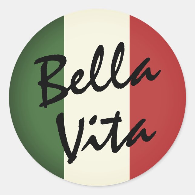 Bella Vita Italian Flag Round Label Stickers (Front)