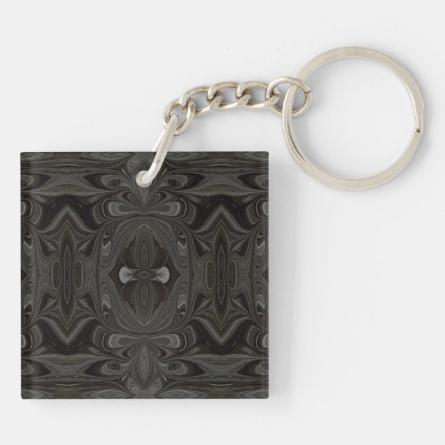 Belladonna Black Abstract Acrylic Fluid Art Keychain (Back)