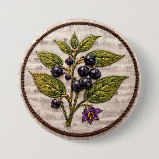 Belladonna Embroidery Large Badge 3 Inch Round Button