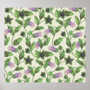 Belladonna Flowers: Vintage Floral Illustration Poster