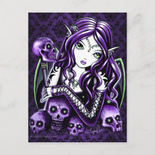 "Belladonna" Gothic Purple Skull Fairy Postcard