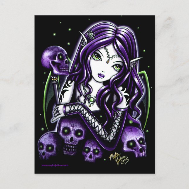 Belladonna Purple Skuls Féerie Carte postale (Devant)