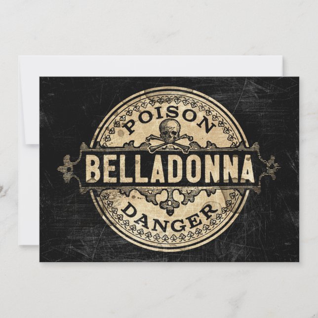 Belladonna Vintage Style Poison Invitation Étiquet (Devant)