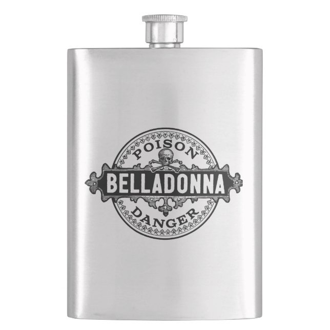 Belladonna Vintage Style Poison Label Hip Flask (Front)
