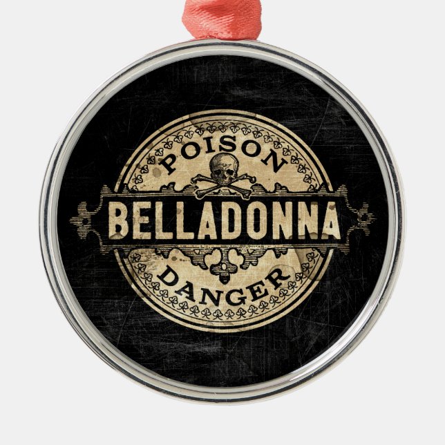 Belladonna Vintage Style Poison Label Metal Ornament (Front)