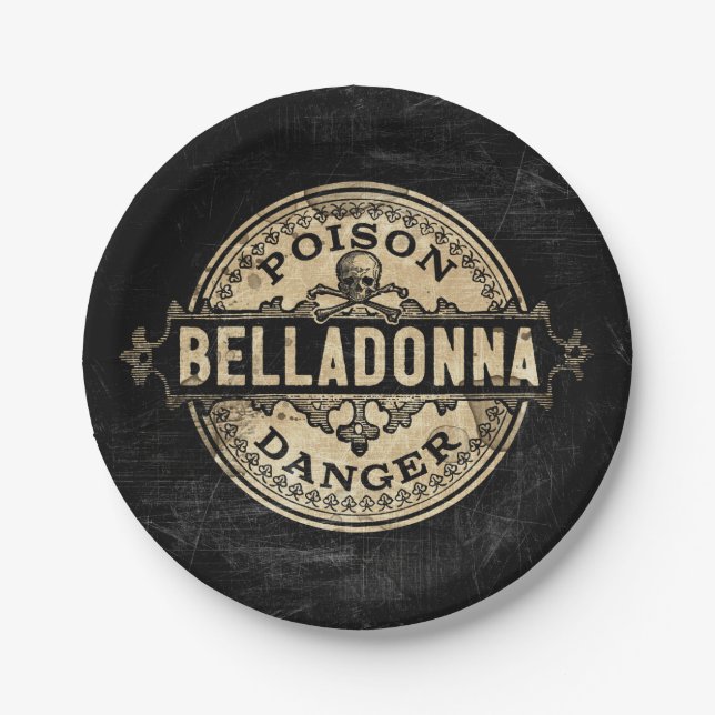 Belladonna Vintage Style Poison Label Paper Plate (Front)