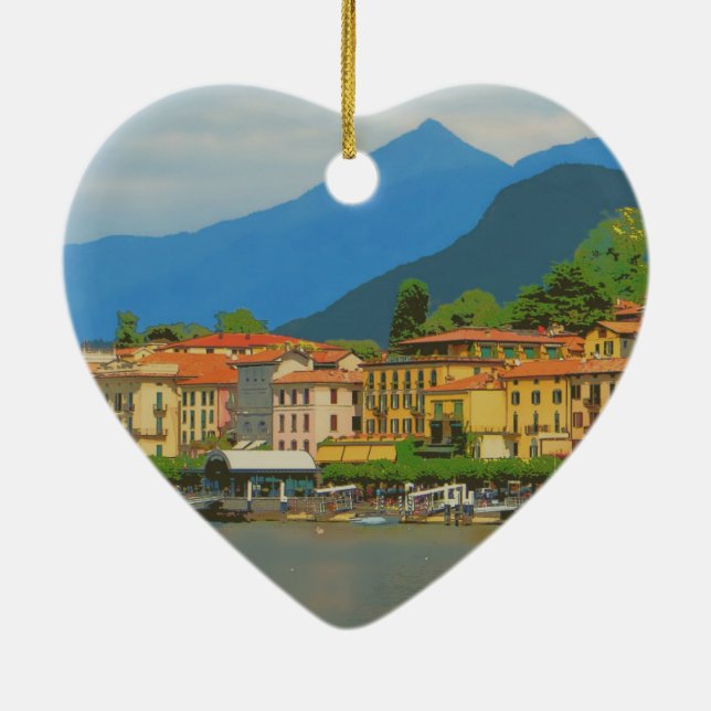 Bellagio Italy Poster Ceramic Ornament (Back)