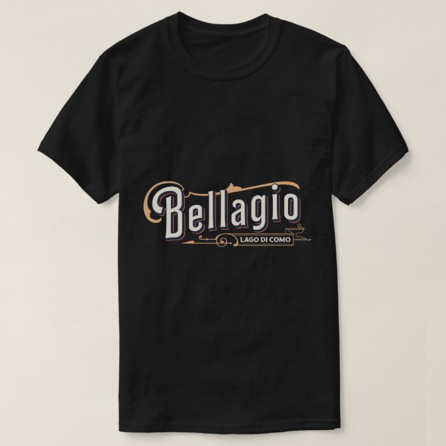 Bellagio Lake Como Retro Style T-Shirt (Design Front)