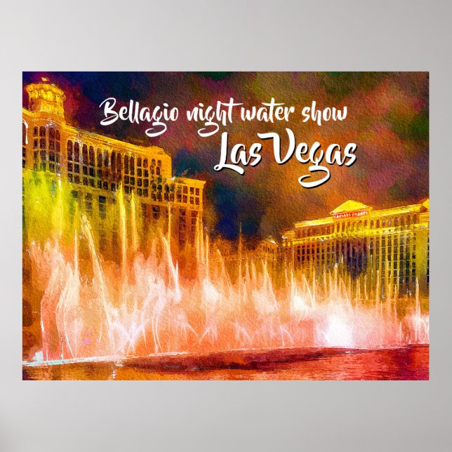 Bellagio spectacle d'eau nocturne Las Vegas Poster (Devant)
