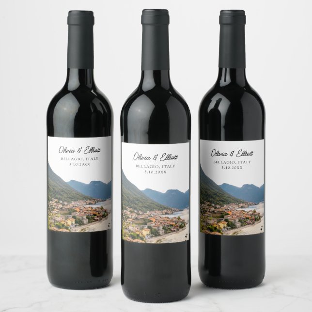 Bellagio Wedding Favour Italy Personalized Wine Label (Bottles)