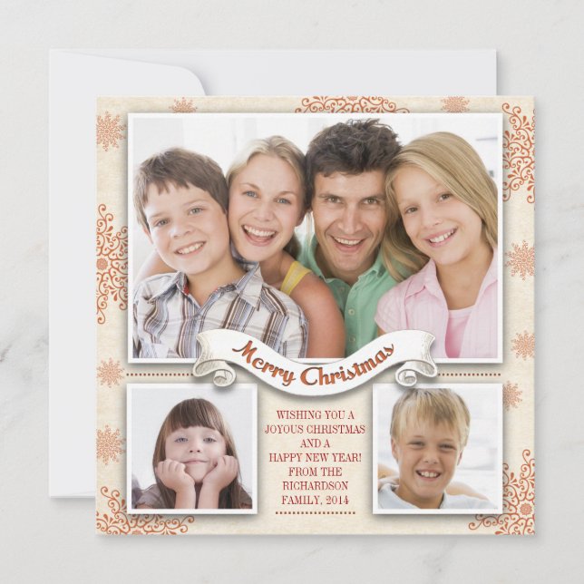 belle 3 photos joyeux carte photo de Noël (Devant)