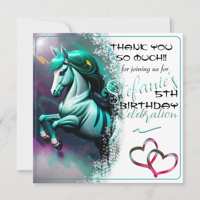 Belle 3D Spirit Pony24 Carte de remerciements d'an (Devant)