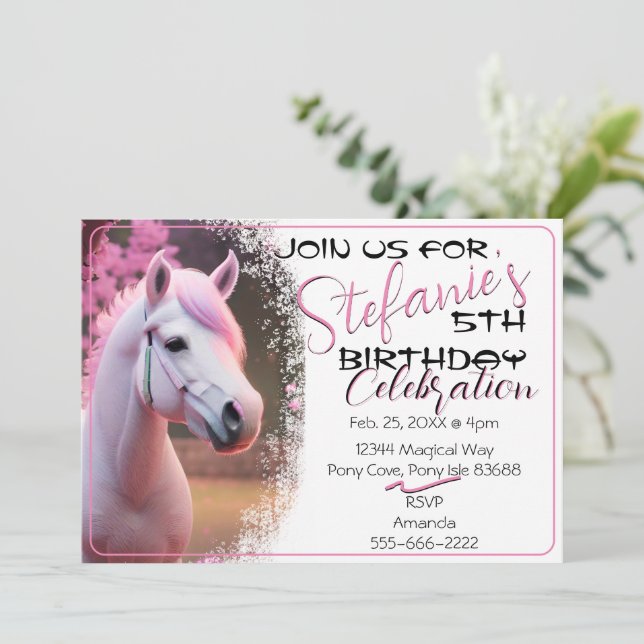Belle 3D Spirit Pony 12 Anniversaire Invitation (Debout devant)