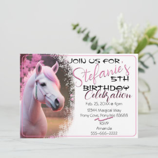 Belle 3D Spirit Pony 12 Anniversaire Invitation