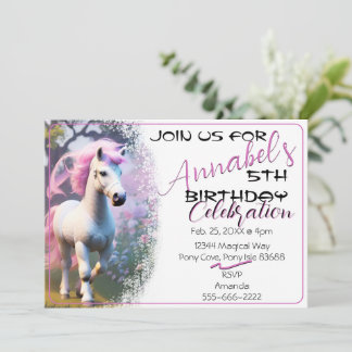 Belle 3D Spirit Pony 20 Invitation anniversaire