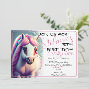 Belle 3D Spirit Pony 2 Anniversaire Invitation