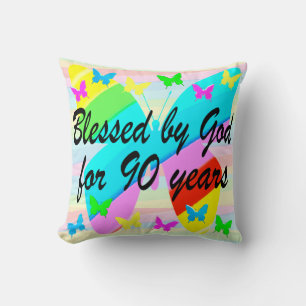 BELLE 90E ANNIVERSAIRE BÉNÉDICTION DE DIEU COUSSIN