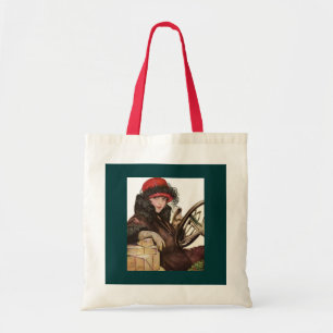 Belle, a vintage lady Christmas shopping Tote Bag