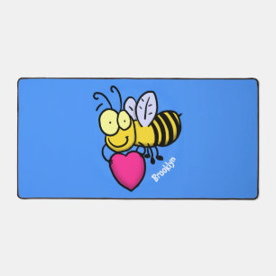 Belle abeille drôle avec dessin animé du coeur