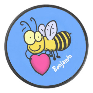 Belle abeille drôle avec dessin animé du coeur