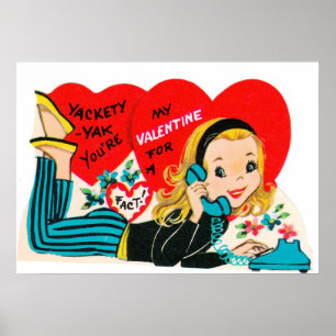 Belle ado fille rétro poster vintage Valentine