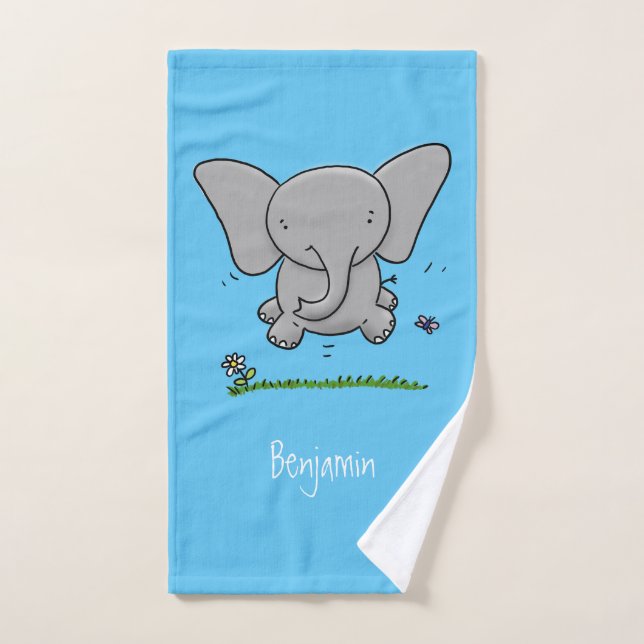 Belle adorable dessin d'éléphant bébé (Serviette à main)