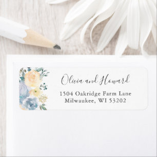 Belle adresse de retour florale bleue vanillée