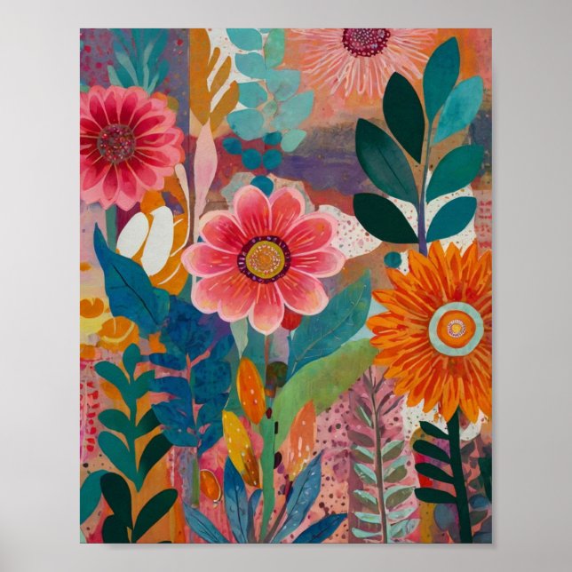 Belle affiche d'art floral tonique (Devant)