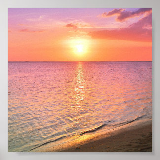 Belle affiche de coucher de soleil sur la plage de