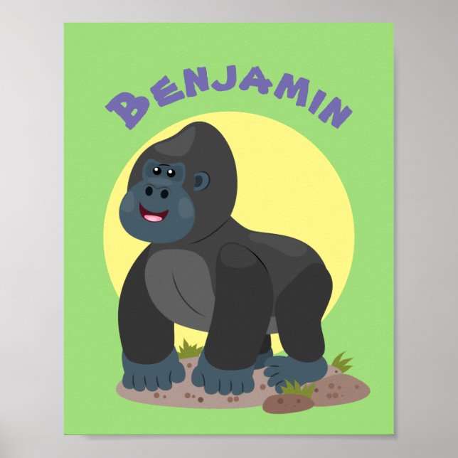 Belle affiche de dessin animé de gros gorilles (Devant)
