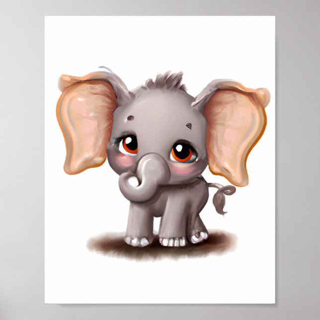 Belle affiche de dessin d'éléphant pour bébé (Devant)