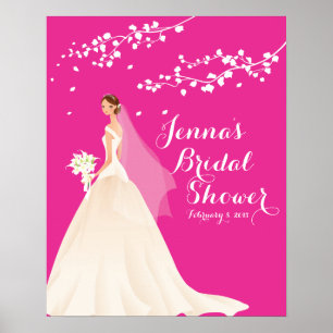 Belle affiche de Fête des mariées de mariée rose C