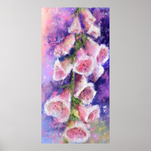 Belle affiche de fleurs violettes roses