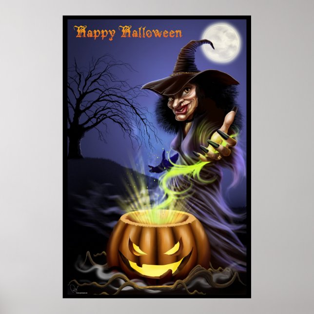 Belle affiche de la sorcière Halloween (Devant)