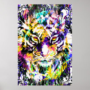 Belle affiche de tigre   Poster coloré de tigre