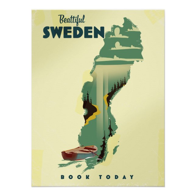 Belle affiche de voyage suédoise (Devant)