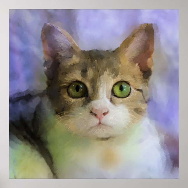 Belle affiche Peinture à l'huile de chat (Devant)